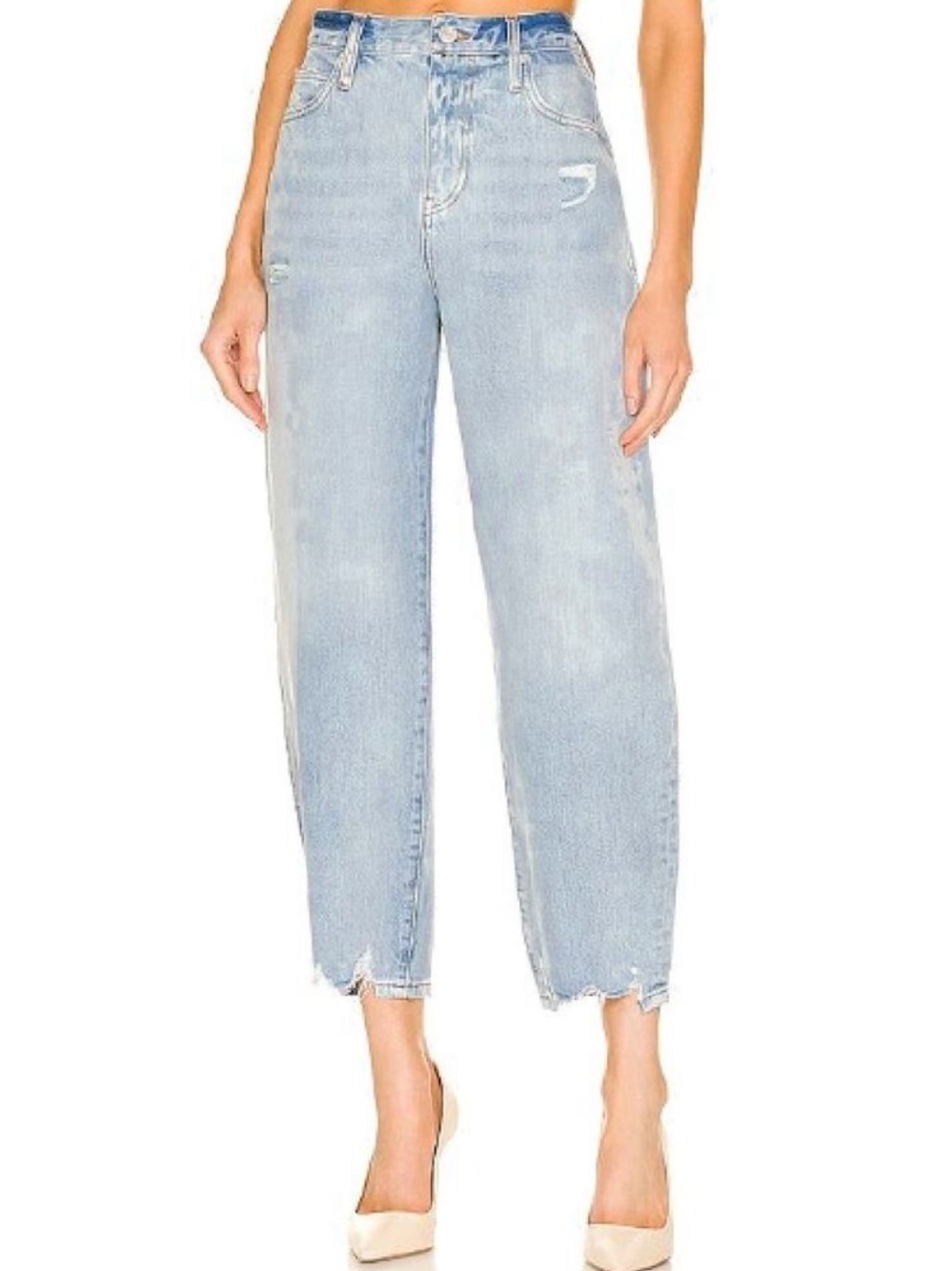 Frame Denim Light Wash High-Rise Barrel Jeans 30